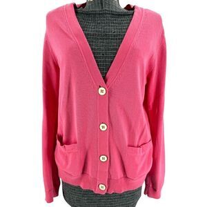 Lilly Pulitzer V Neck Pink Cardigan Ultra Soft Cotton Women's‎ Medium